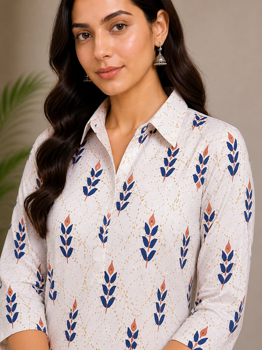 Ivory White Printed Cotton Co-Ord Set for Women