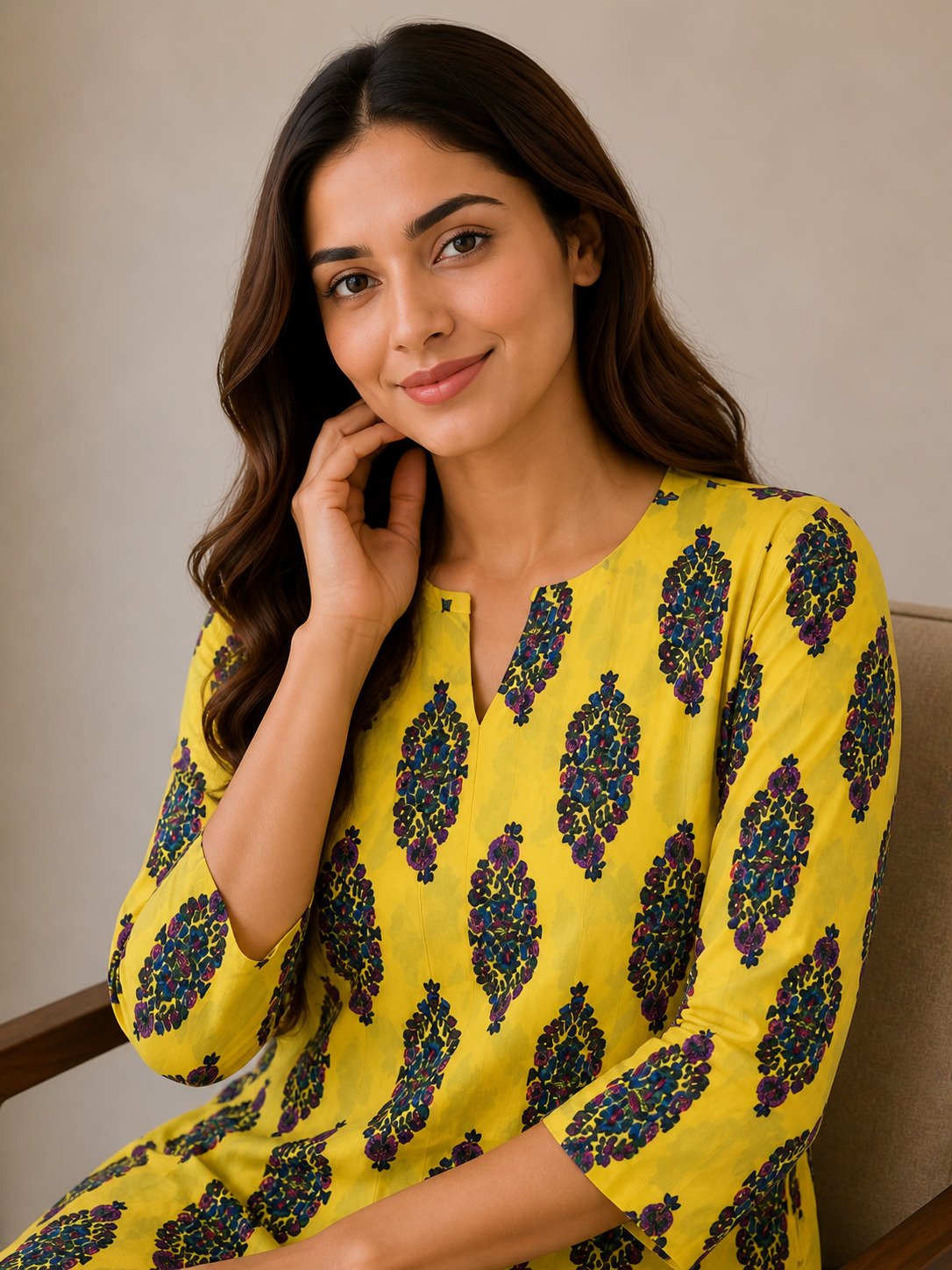 Sunshine Yellow Printed Cotton Co-Ord Set for Women