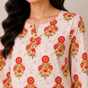 White Floral Cotton Co-Ord Set for Women
