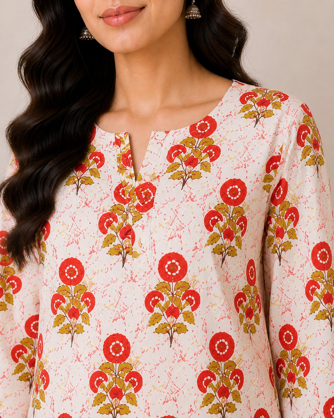 White Floral Cotton Co-Ord Set for Women